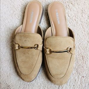 Faux suede mules